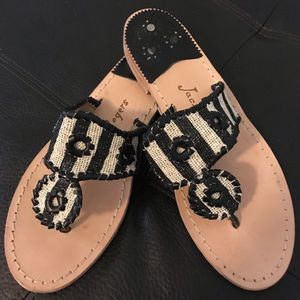 Jack Rogers black and white sandals, size 8.5